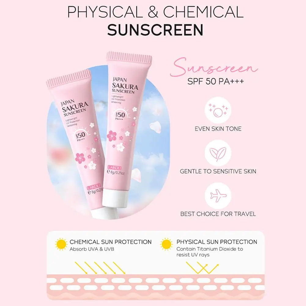 4pcs/Bag Sakura Skin Care Sets Facial Cleanser Face Face Toner Sunscreen Moisturizing Smoothing Nourishing Skincare Product
