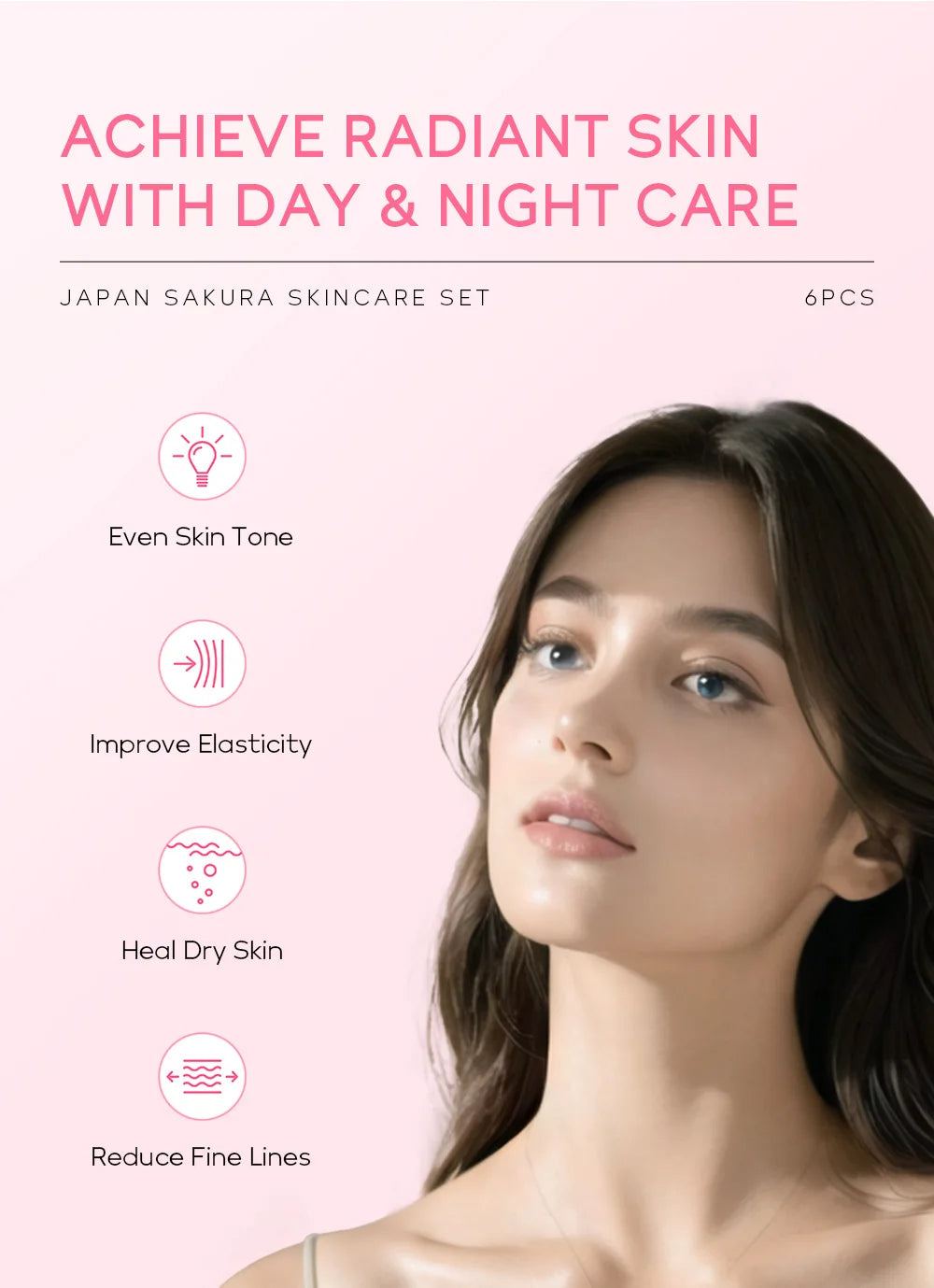 New 6pcs/Set LAIKOU Sakura Skin Care Sets Face Cream Serum Toner Facial Cleanser Sunscreen Eye Cream Face Skin Care Products