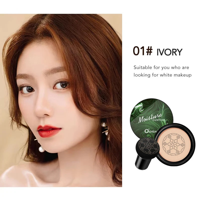 Ocheal BB Cream Air Cushion Compact Make Up Foundation Concealer Cream for Face Cosmetics Makeup Mushroom Head Puff