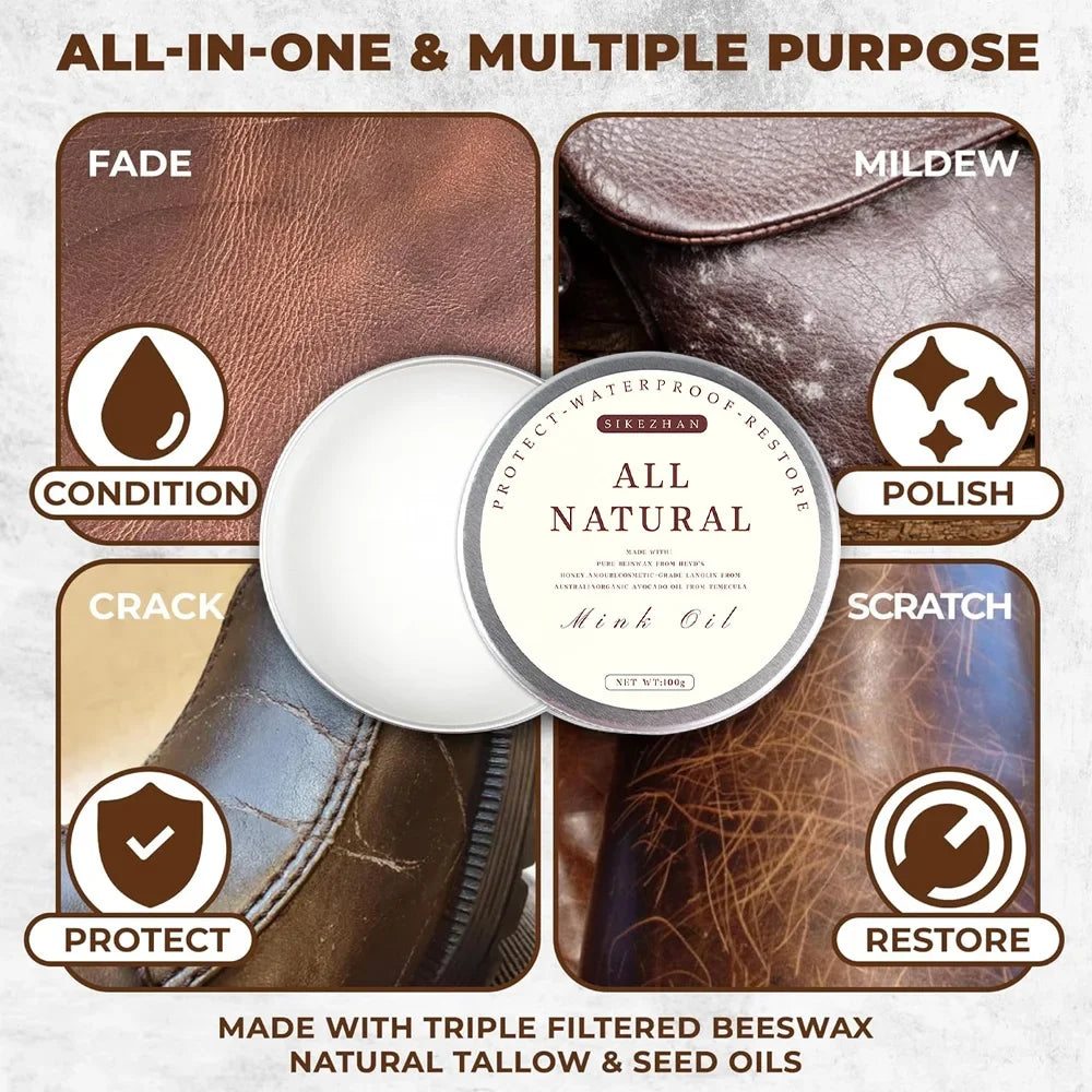 100g/50g Mink Oil Cream For Leather Shoes Bags Leather Care Cream Leather Maintenance Cream Leathercraft Accessories