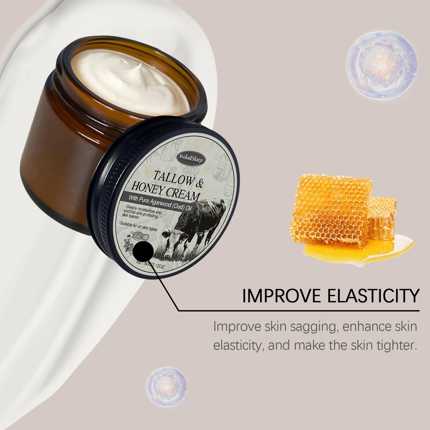 Beef Tallow Cream for Dry Damaged Skin Nourishing Body Balm Reduce Redness Anti Puffiness Firming Lifting Moisturizing Face Care