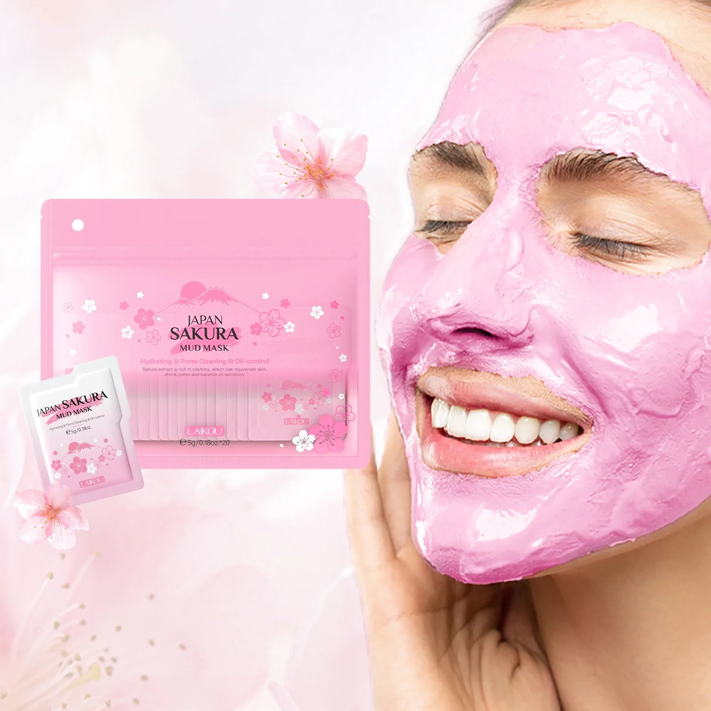 SAKURA Skincare Set Complete Facial Care Including Eye Cream, Cleanser, Facial Oil, Lip Mask, PeelOff Mask Moisturizing For ALL