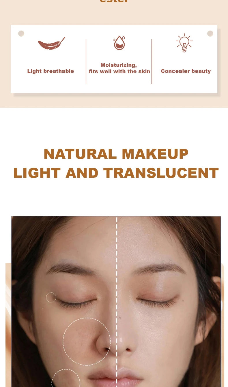 Ocheal BB Cream Air Cushion Compact Make Up Foundation Concealer Cream for Face Cosmetics Makeup Mushroom Head Puff
