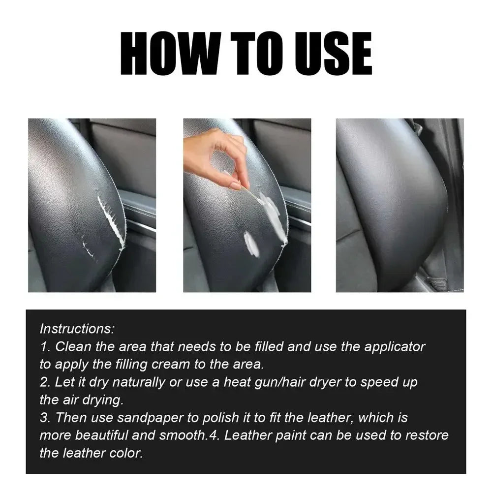 Compound Leather Restoration Cream Car Leather Conditioner Cleaner Auto Leather Repair Cream Tears Crack Burns Holes Filler