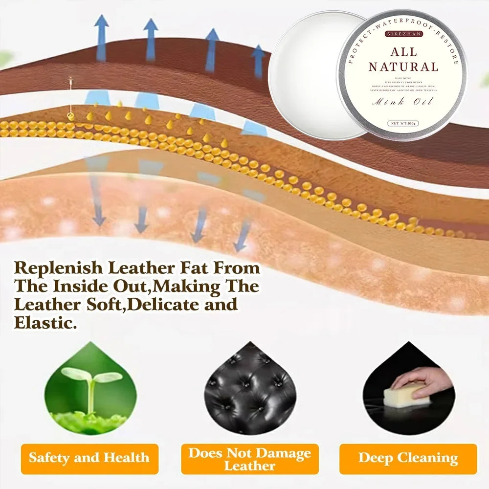 100g/50g Mink Oil Cream For Leather Shoes Bags Leather Care Cream Leather Maintenance Cream Leathercraft Accessories